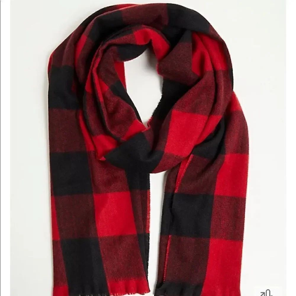 Torrid Red & Black Plaid Scarf Modern Work Office Party Event New
